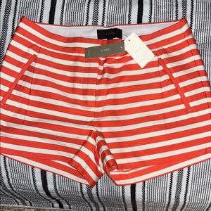J. Crew High Waist Red and White Striped Shorts